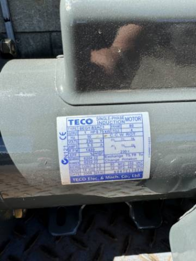 TECO Single Phase 0.75KW, 56 RPM Geared Motor