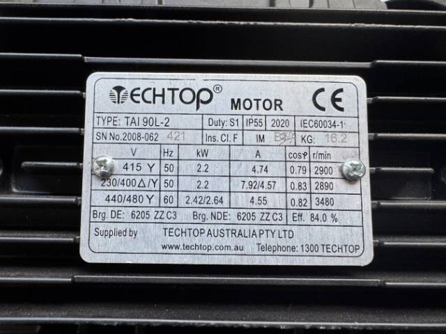 Techtop 2.2Kw, 2900 RPM, 2 Pole Electric Motor