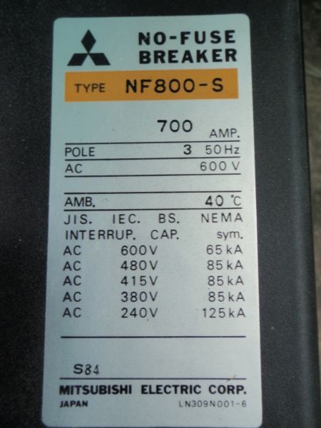 Mitsubishi 700amp No Fuse Breaker