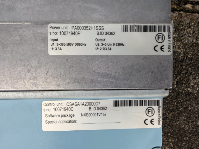 Vacon 3.3 Amp, 3 Phase VSD
