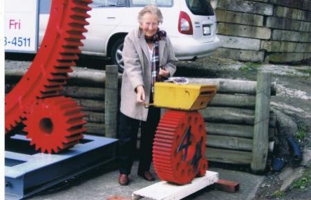 Alida checks the mail in our industrial style letterbox.