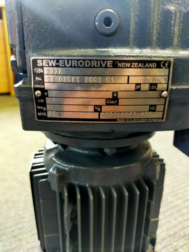 SEW 0.37Kw, 104 Rpm Geared Motor with Brake Unit.